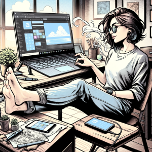 Woman working home